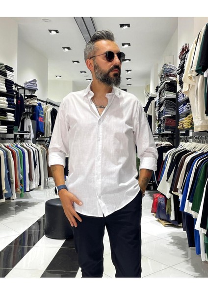 Regular Fit Keten Pamuk Erkek Gömlek fırsatları