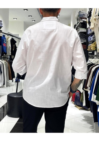 Regular Fit Keten Pamuk Erkek Gömlek