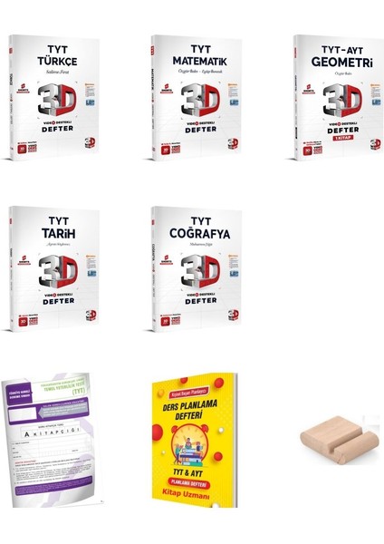 3D Tyt Matematik Türkçe Geometri Tarih Coğrafya Video Destekli Defter Eşit Ağr.yks 2026+PLAN Defteri