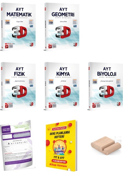 3D Ayt Matematik Geometri Fizik Kimya Biyoloji Sayısal Soru Bankası Yks 2026 Planlama Defteri+Tutucu