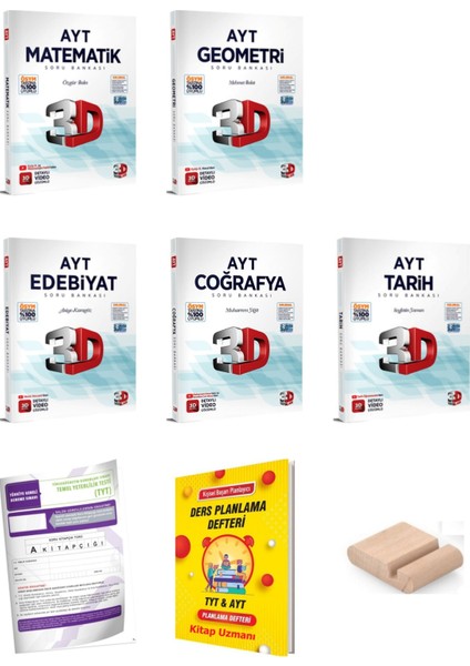 3D Ayt Matematik Geometri Edebiyat Tarih Coğrafya Soru Bankası Eşit Ağır Yks 2026+PLANDEFTERI+TUTUCU