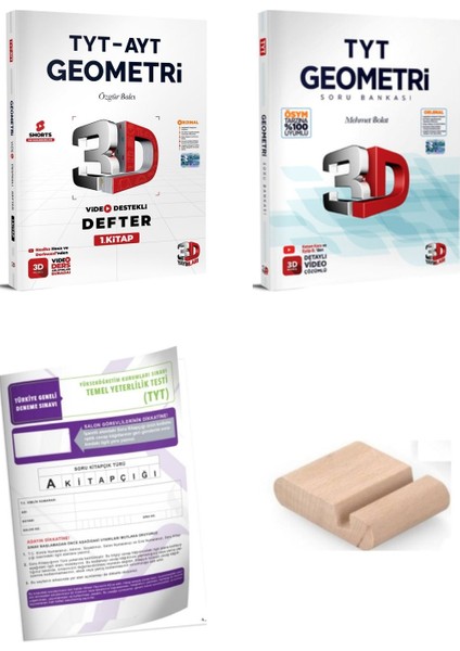 3D Tyt Geometri Soru Bankası ve Video Destekli Defter - Yks 2026 + Telefon Tutucu + Tyt Deneme