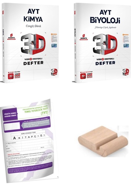 3D Ayt Kimya Biyoloji Video Destekli Defter - Yks 2026 + Telefon Tutucu + Tyt Deneme