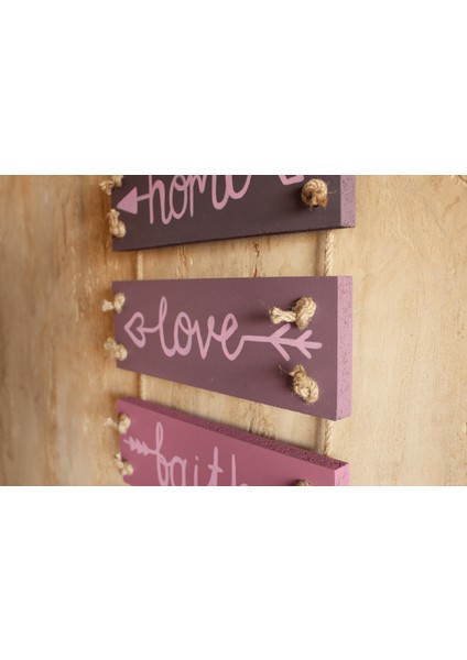 4'lü El Yapımı Jüt Halat Askılı Rengarenk Mottolu Ahşap Iç ve Dış Mekan Bohem Duvar Panosu fırsatları