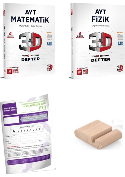 3D Ayt Matematik Fizik Video Destekli Defter - Yks 2026 + Telefon Tutucu + Tyt Deneme