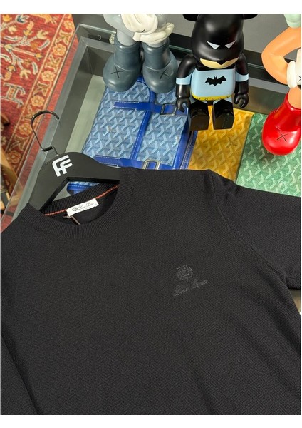 Nakış Logo Işlemeli Erkek Triko Kazak