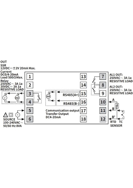 TX4S-24C ,48X48MM 110V..220VAC PT100/TC 4..20MA/SSR Isı Kontrol modelleri