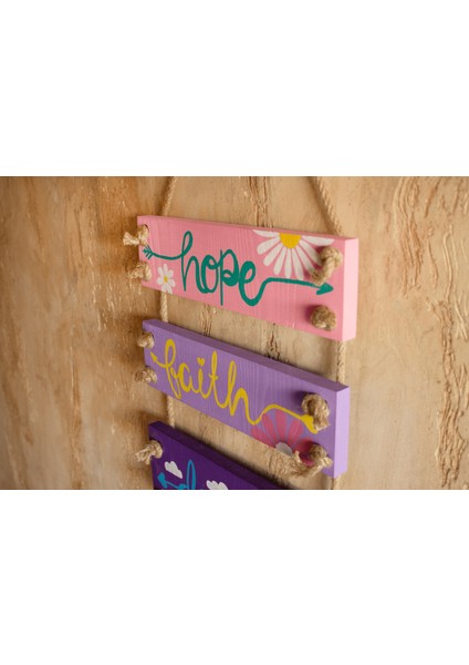 5'li El Yapımı Jüt Halat Askılı Rengarenk Mottolu Ahşap Iç ve Dış Mekan Bohem Duvar Panosu fırsatları