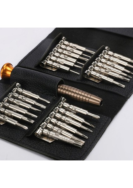 25 Parça Cüzdanlı Mıknatıslı Tornavida Set Elektronik Gözlük Saat Bilgisayar Tamir Tornavidası Seti modelleri