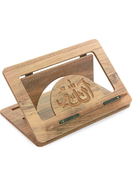 Masaüstü Kademeli Ayarlanabilir Allah Yazılı Sayfa Tutucu Aparatlı Ahşap Rahle, Katlanabilir Tablet Standı fiyatları