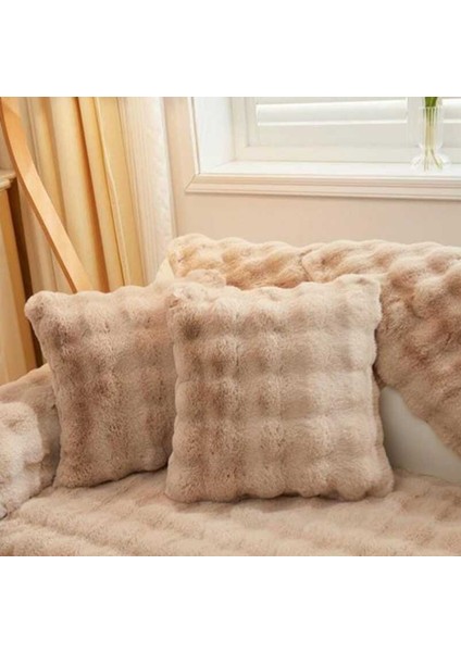 2'li Peluş Tavşan Kürkü Kırlent Takımı – Yumuşak ve Konforlu Tasarım