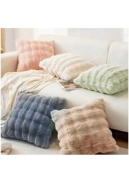 2'li Peluş Tavşan Kürkü Kırlent Takımı – Yumuşak ve Konforlu Tasarım indirimleri