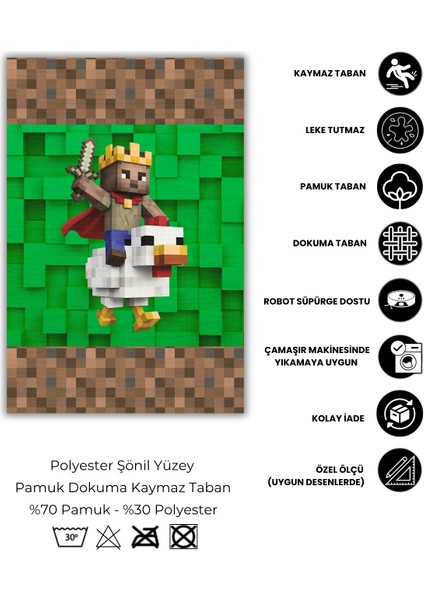 Chicken Jokey Desenli Halı Dijital Baskılı Dokuma Kaymaz Tabanlı Yıkanabilir Antialerjik Genç Odası Halısı indirimleri