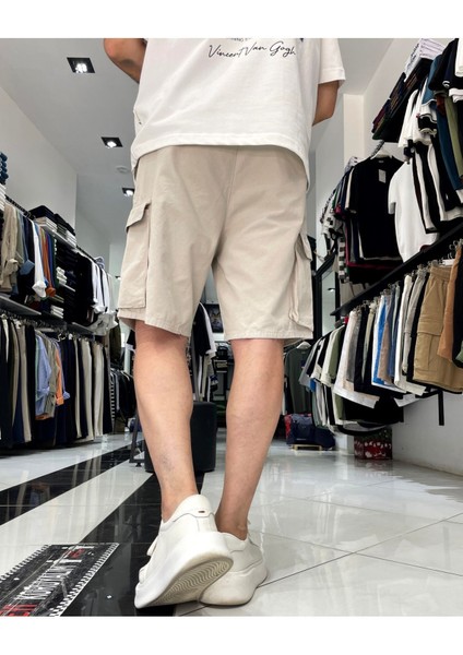 Kargo Cepli Denim Lastikli Erkek Şort