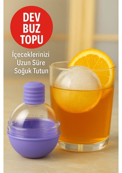 Dev Buz Topu Kalıbı – Içeceklerinizi Uzun Süre Soğuk Tutan Buz Küresi Kalıbı ( 1 Adet )