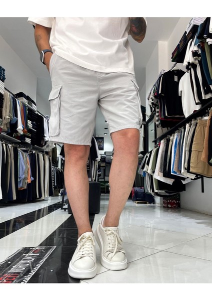 Kargo Cepli Denim Lastikli Erkek Şort