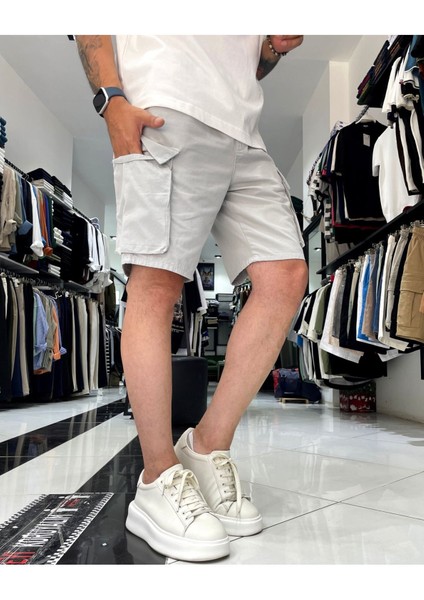 Kargo Cepli Denim Lastikli Erkek Şort