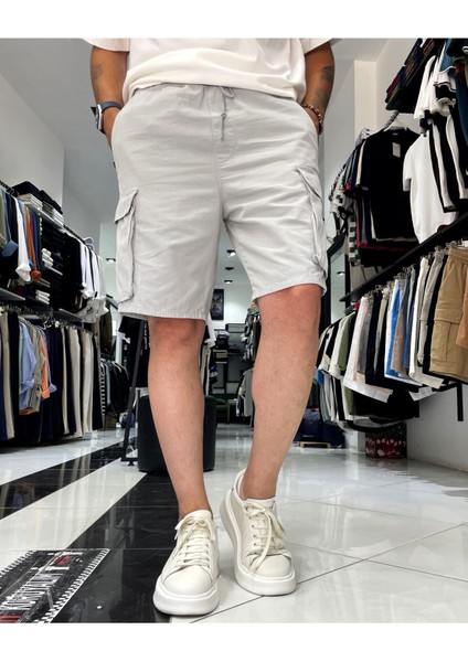 Kargo Cepli Denim Lastikli Erkek Şort
