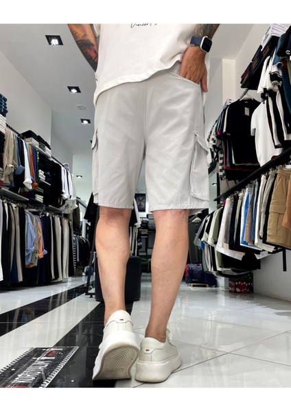 Kargo Cepli Denim Lastikli Erkek Şort