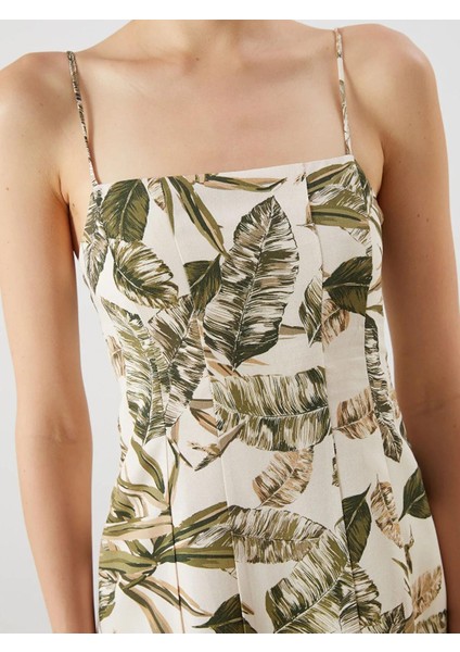 Lcw Vision Kare Yaka Çiçekli Keten Karışımlı Mini Elbise (S5) modelleri