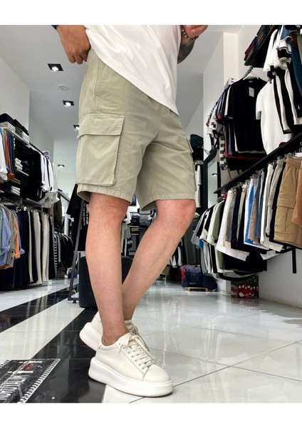 Kargo Cepli Lastikli Gabardin Erkek Şort modelleri