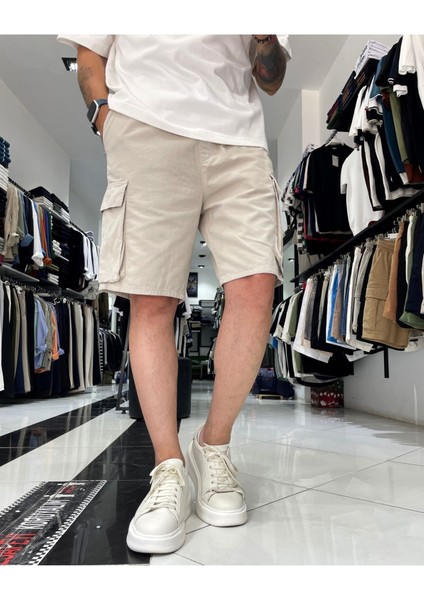 Kargo Cepli Denim Lastikli Erkek Şort