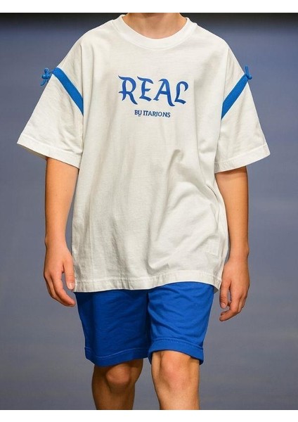 Çocuk Pamuklu Real Yazılı Oversize Kalıp T-Shirt modelleri