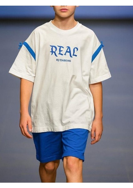Çocuk Pamuklu Real Yazılı Oversize Kalıp T-Shirt fırsatları