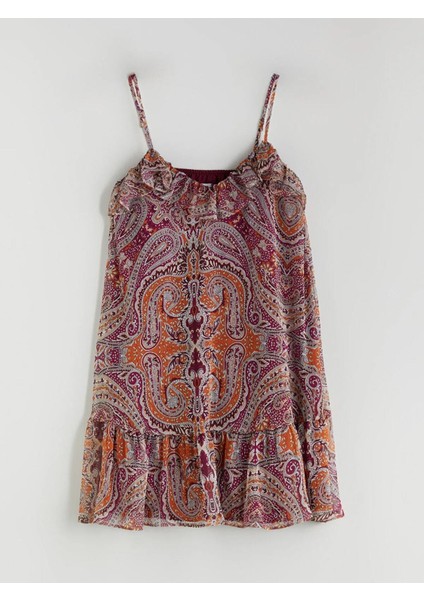 Lcw Vision Etnik Desenli Askılı A Kesim Şifon Mini Elbise (S5) indirimleri
