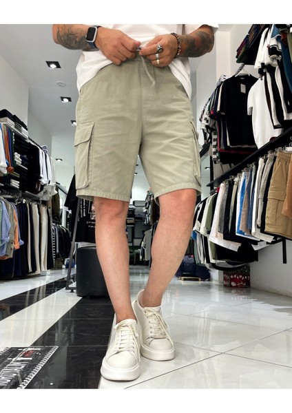 Kargo Cepli Denim Lastikli Erkek Şort modelleri