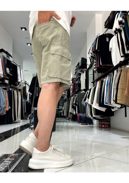 Kargo Cepli Denim Lastikli Erkek Şort