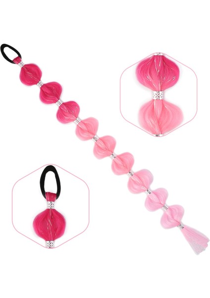 Örgülü Simli Aksesuarlı Lastikli At Kuyruğu - A cm10