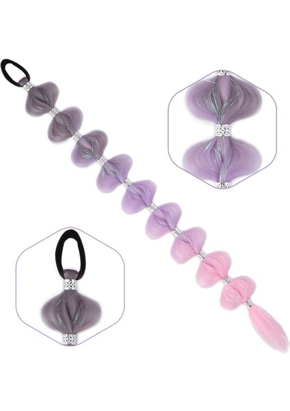 Örgülü Simli Aksesuarlı Lastikli At Kuyruğu / A cm 06