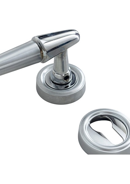 Onur Saten Gümüş Krom Rozetli Pirinç Yale Çelik Kapı Kolu, Lüks, Paslanmaz, Uzun Ömürlü, 1 Takım