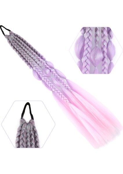 Bn ve Düz Salaş Örgülü Simli Lastikli At Kuyruğu / A cm 06