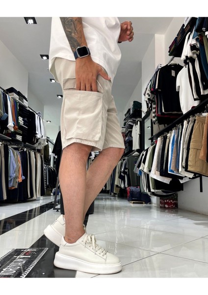 Kargo Cepli Lastikli Erkek Denim Şort modelleri