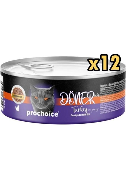 Prochoice Döner Bites Hindili Yetişkin Kedi Konservesi 70 gr x 12 Adet