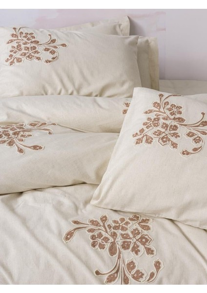 Cotton Keten Çift Kişilik Nev Takımı Kaneli fiyatları