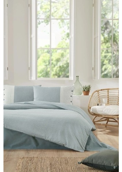 Özdilek Çift Kişilik Ranforce Nev Takımı Natural Line Mavi