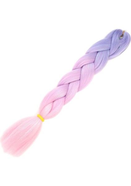 Simli Lila / Pembe / Şeker Pembesi Ombreli Örgülük Saç 100 gr