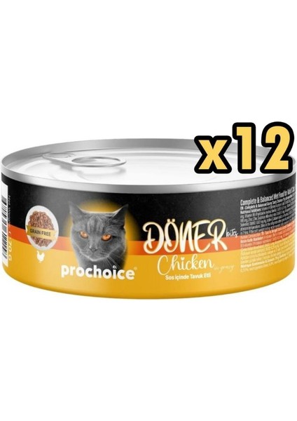 Prochoice Döner Bites Tavuklu Yetişkin Kedi Konservesi 70 gr x 12 Adet