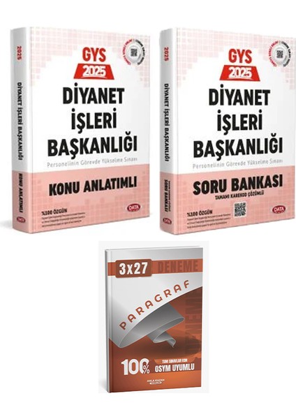 Anla Kazan + Data 2025 Gys Diyanet Işleri Başkanlığı Personelin Soru + Konu + Paragraf Deneme 3 Lü modelleri