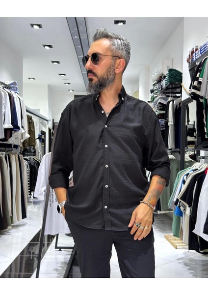 Müslin Kumaş Basic Düğmeli Erkek Gömlek