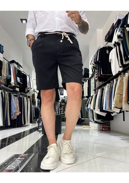Modal Kemer Detaylı Erkek Şort