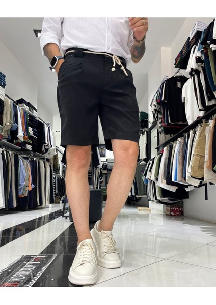 Modal Kemer Detaylı Erkek Şort
