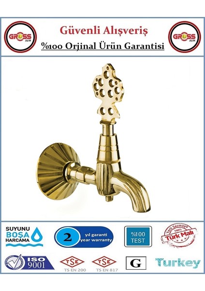 Osmanlı Musluğu - Antik Hamam Çeşmesi - %100 Prinç - Altın Sarısı fiyatları