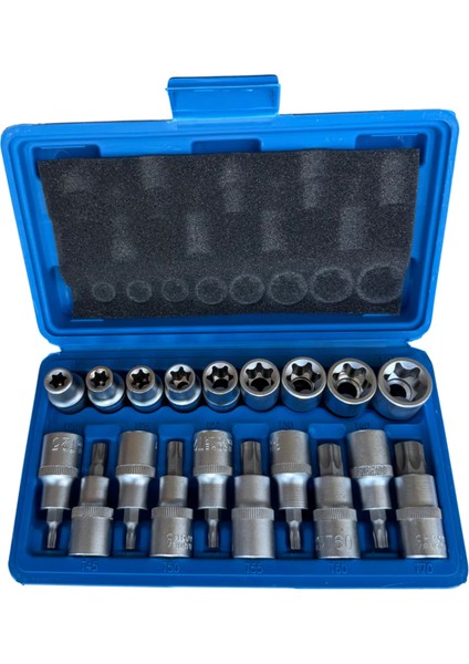 19 Parça 1/2" Lokmalı Torx Takımı Seti