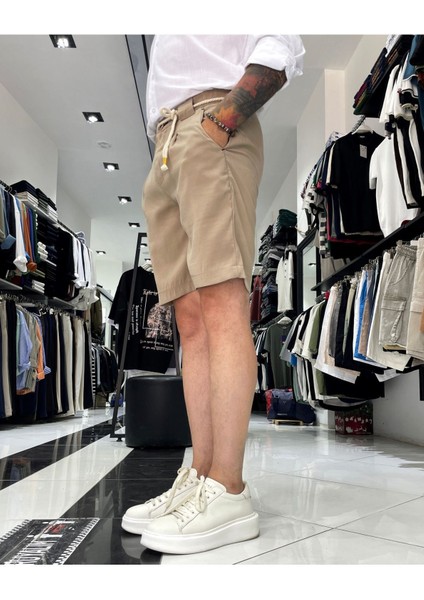 Modal Kemer Detaylı Erkek Şort