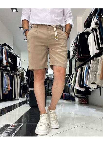 Modal Kemer Detaylı Erkek Şort