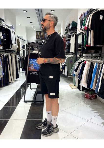 Waffle Kumaş Oversize Erkek T-Shirt & Şort Ikili Takım